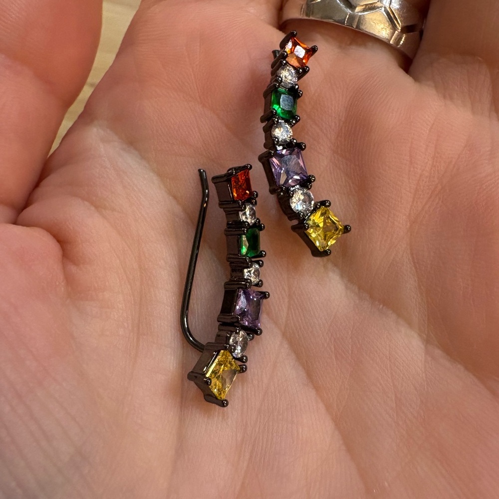 New Multicolor Gemstone Ear Climbers / Ear Crawlers View 2